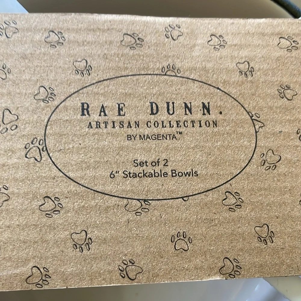 Set up 26 inch stackable Rae Dunn pet bowls